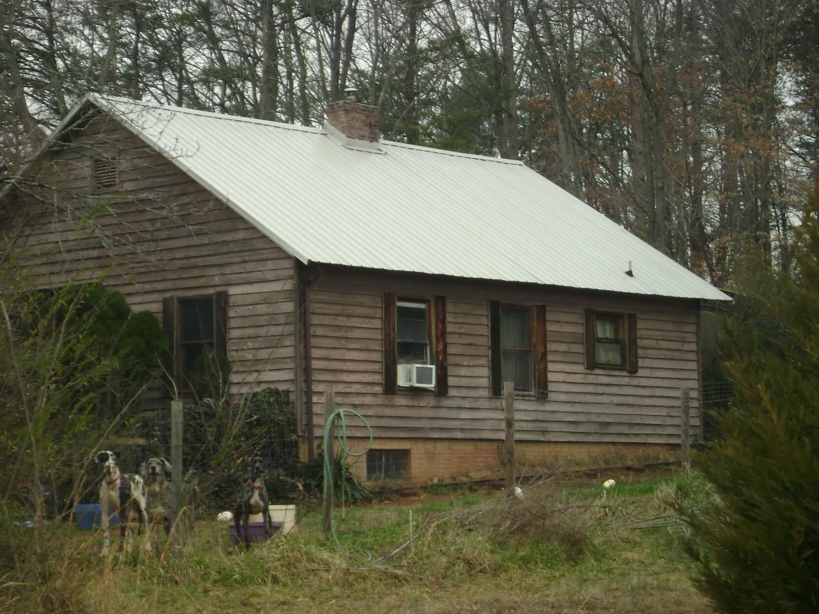 White metal roof on an old wood sided farmhouse, from a Asphalt Shingle Roof Repair job in Medford